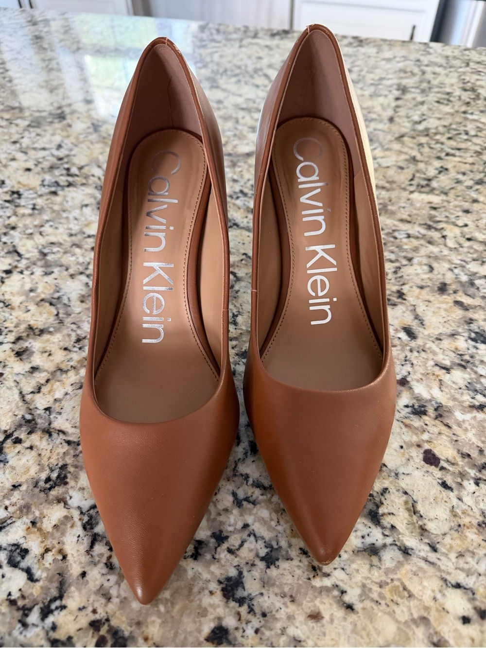Calvin Klein Women's Pointed Toe Pumps Heels in Camel Brown